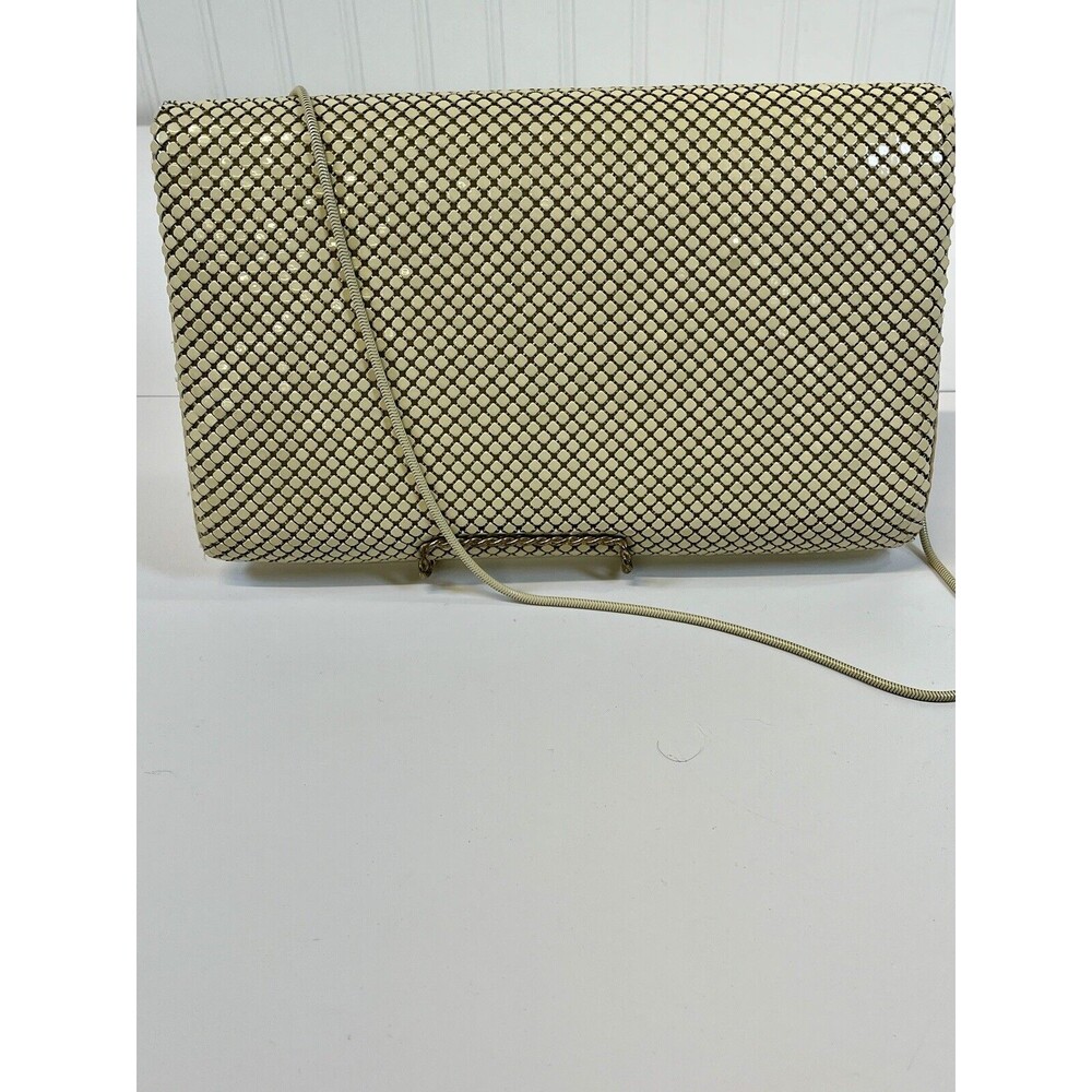 Vintage Art Deco Ivory/White GloMesh Clutch Purse Bag With Chain‎ Shoulder Strap - Picture 2 of 9